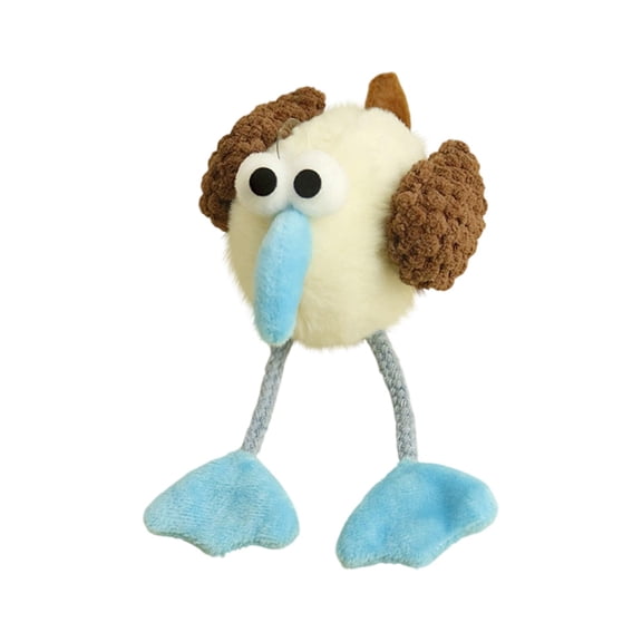Interactive Cat Toys for Indoor Cats, Plush Bird Toy with Feathers, Crinkle Paper & Squeaker, Self-Play Chew Toy for Teething & Boredom Relief,Beige