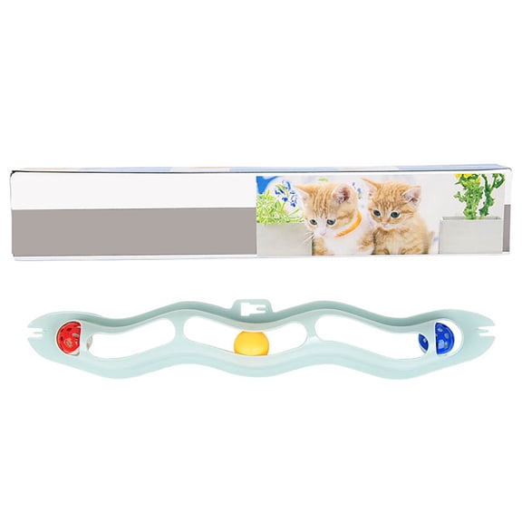 Interactive Cat Track Ball Toy with Suction Cups, Sturdy Window & Door Mounted Roller Toy for Indoor Cats, Exercise & Chasing Play(Blue)