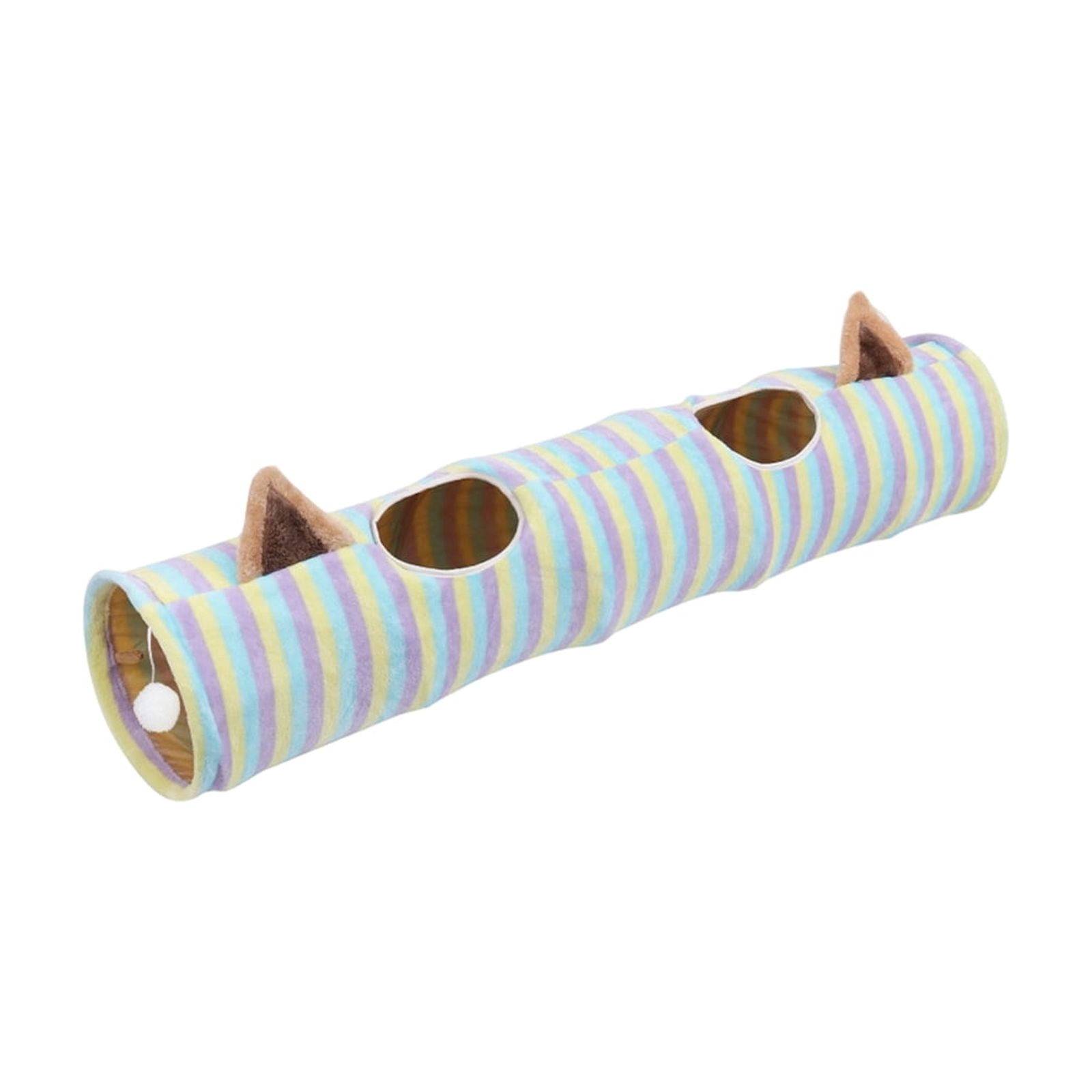 Interactive Cat Tunnel Toy for Cats & Small Pets – Foldable Ear-Shaped Tube with Hanging Ball & Crinkle Paper, Indoor Play & Enrichment, 24" L x 12" W x 12" H