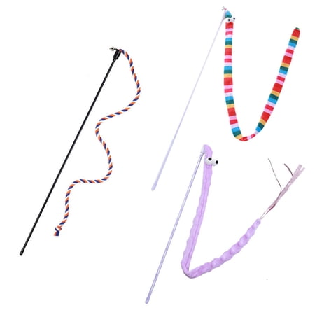 Interactive Cat Wand String, Cat Teaser Toy with Cute Shape and Vivid Color, Cat Kitten Exercise Cat Stick Toy GRAY
