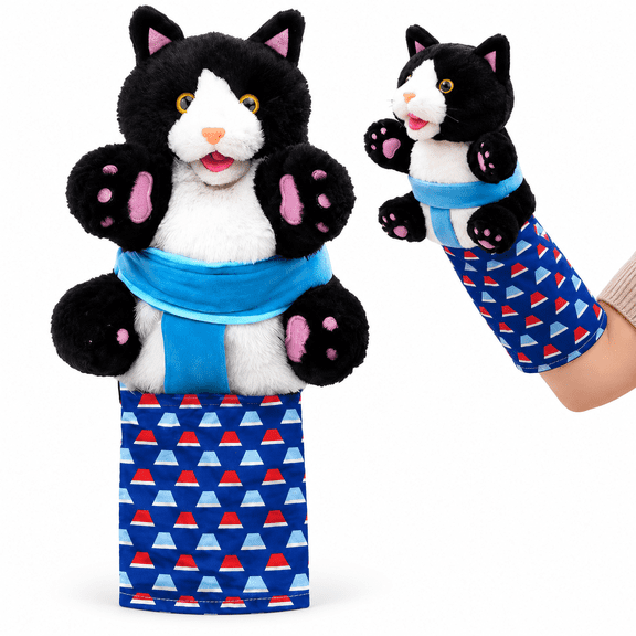 Interactive Cat Wrestling Hand Puppet Toy, Karate Kitty Sumo-Style Plush Glove Toy, Fun Play Puppet for Indoor Cat Interactive Play