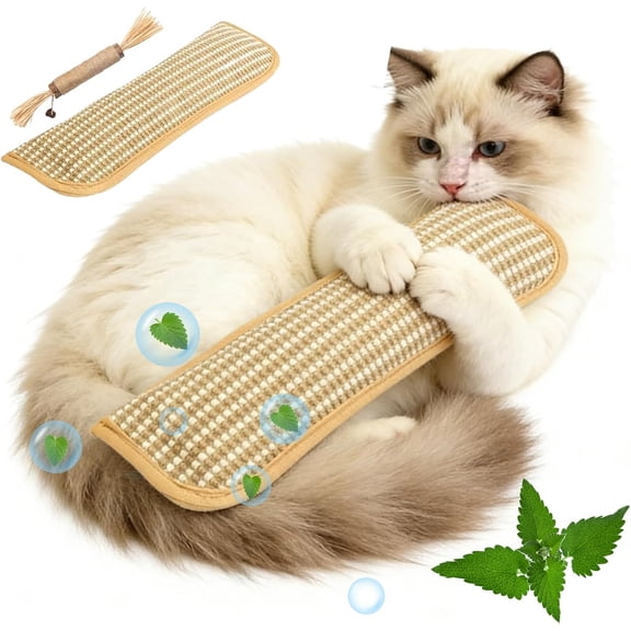 Interactive Catnip Chew Toy, 2 Pack Catnip Chew Toy, Catnips Pillows for Cats, Soft Sisal Material, Drives Bored Cats Crazy with Fun Interactive (L(13.4 * 3.74in)*2)