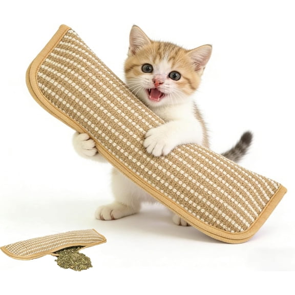 Interactive Catnip Chew Toy, Catnip Kicker Pillow with 6000mg Catnips-Infused - 13.4 Inch Large Size, Durable Sisal & Soft Plush Interactive Pet Gift (1PC)