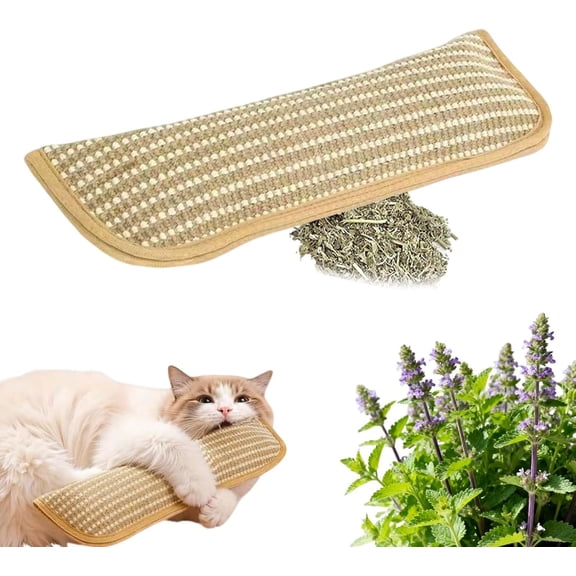 Interactive Catnip Chew Toy, Catnip Kicker Pillow Toy For Cats, Teeth Cleaning Catnips Pillows For Cats, Sisal Scratching Pad, Dual-Use Catnips Pillow For Play And Relaxation (1 pcs, 11.22 × 3.35in)