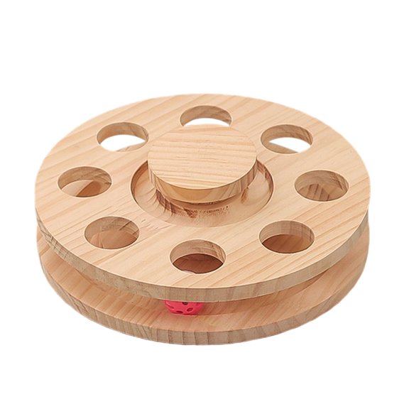 Interactive Cats Toy,Wooden -Resistant Scratcher Ball Toy ,Track Interactive Toy for Indoor Training ,Grinding Claws, Kitten - Turntable, S S