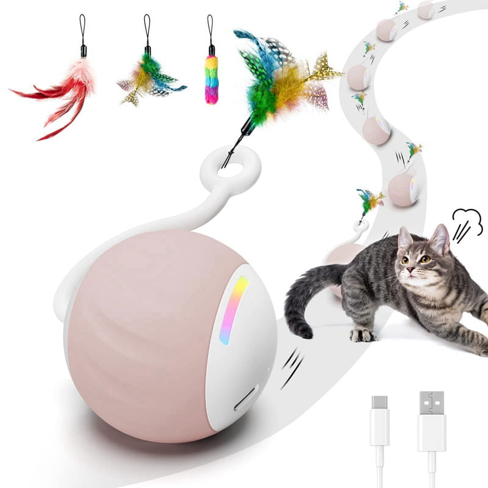 Interactive Cats Toy with LED Rainbow Lights, Feathers, Touch Control and Sound Control