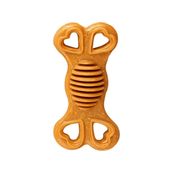 Interactive Chew Toy for Boredom Relief and Entertainment for Dogs and Cats Durable Bone Shape Gold 9.3cm Wood-Plastic Composite