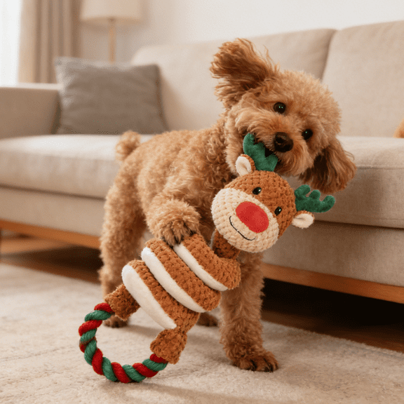 Interactive Chew Toy with Squeaker and Rope, Tug of War Toy for Large Dogs, Plush Dental Puppy Toys for Small, Medium, and Big Dogs