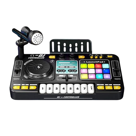 Interactive Children DJ Mixer With Light Up Buttons Realistic Sound And Built In Microphone For Early Music Education Seasonal Clearance