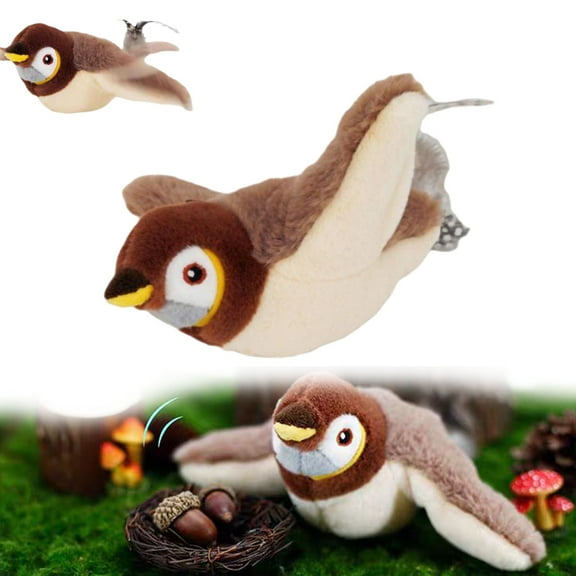 Interactive Chirping Bird Cat Toy, 2025 New Flying Interactive Flapping Chirping Bird Cat Toy, Flying Bird Cat Toy for Indoor Cats,With Feather Tail