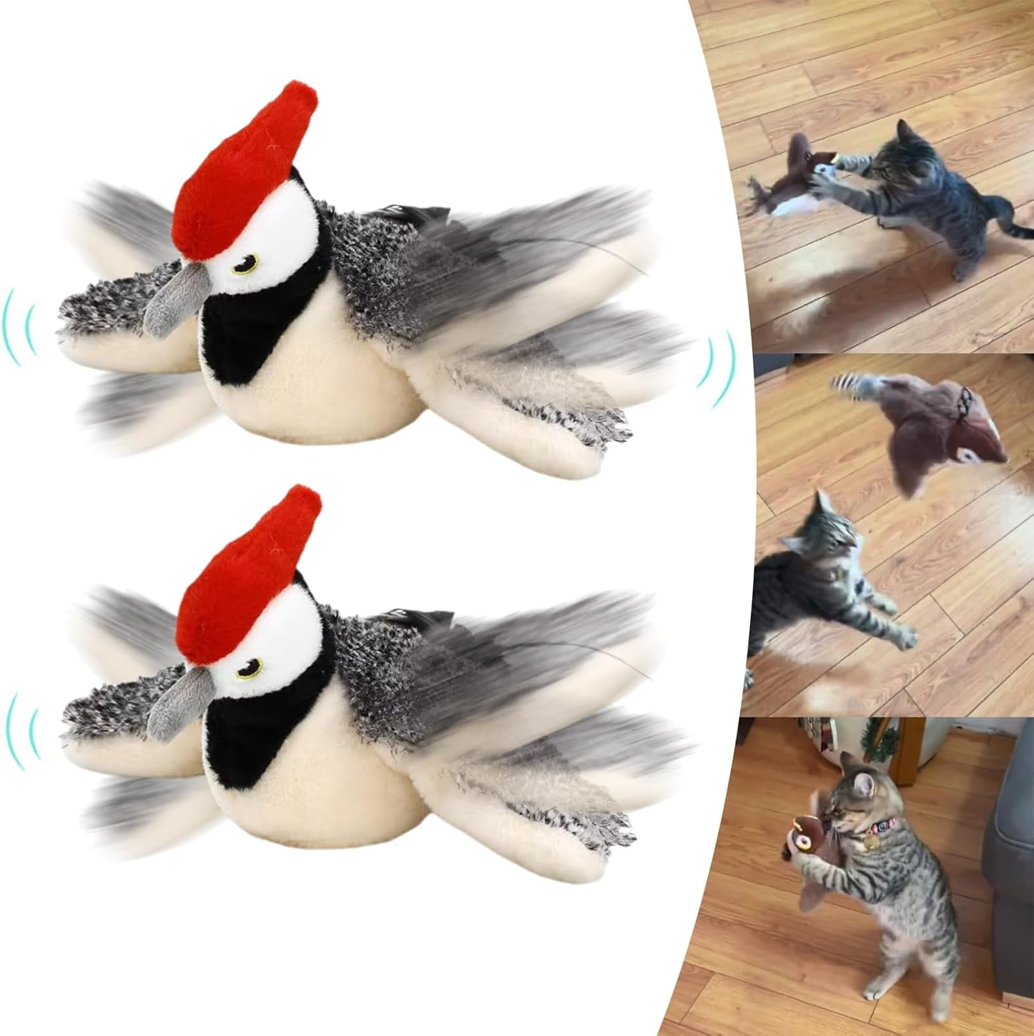 Giocattolo Per Gatti Uccellino Cinguettante - Vola E Fa Rumore, Ricarica USB - Foto 5