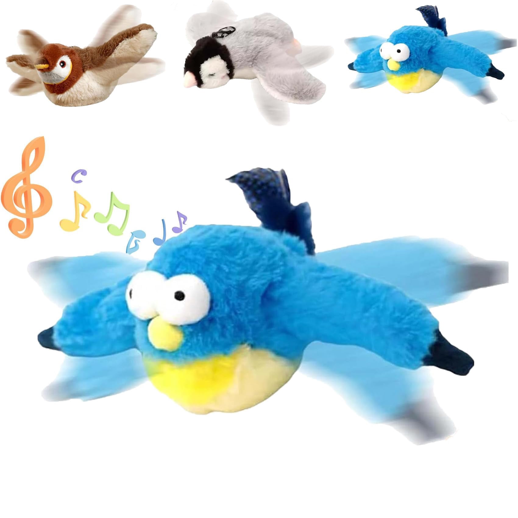 Interactive Chirping Bird Cat Toy,Flying Bird Cat Toy Flapping Bird Toy,Simulation Chirping Bird Toys Interactive Cats Toys for Bored Indoor Outdoor.
