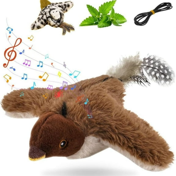 A Interactive Chirping Flying Toy With Flapping Wings And Sound Remote Control Cat Toy Simulation Bird With Catnip To Stimulate Hunting Instincts Pattern A