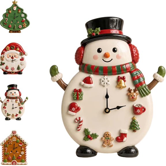 Interactive Christmas Holiday Activity Clock,Built-in Clock with 12 Rearrangeable Magnetic Icons,Cute Seasonal Home Decor,Fun Learning Clock Gift for Christmas Party and Family Gathering(CC4)