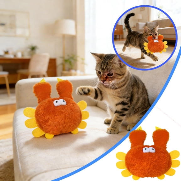 Interactive Crab Cat Toy with Sound Effects and Realistic Design Vibration Motion for Indoor Play Stimulating Natural Hunting Instincts