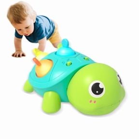 Interactive Crawling Turtle Toy with Lights, Music & Bubble Buttons, Sensory Learning Crawler, Soothing Night Light & Teether, Best Christmas Birthday Gift