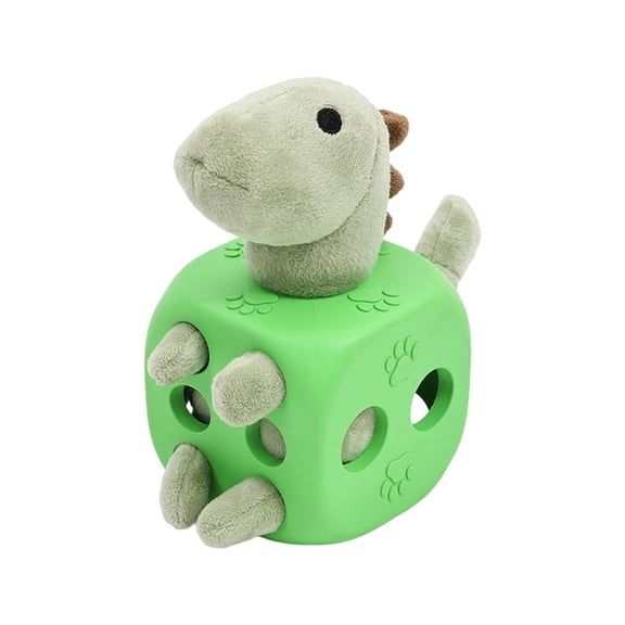 Interactive Dinosaur Chew Toy For Dogs Soft Plush Cube With Rubber Body For Indoor Outdoor Play Engaging Bite And Fetch ActivityBlack-20Cm