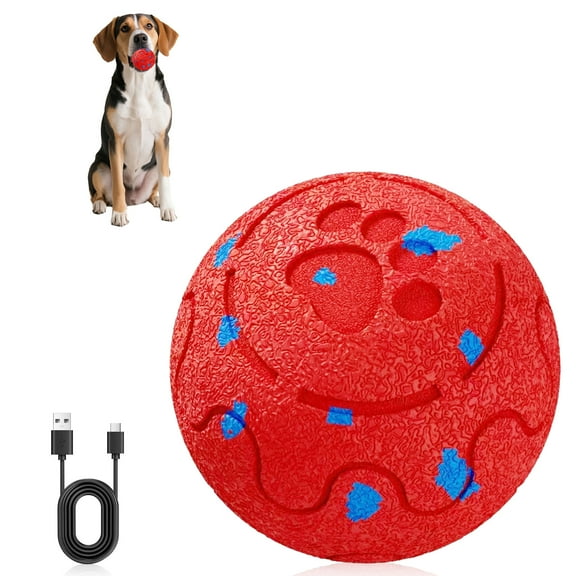 Interactive Dog Ball, Moving, Bouncing and Rotating, Silent Foam Material, IP54 Waterproof Rating, Smart Active Rolling, Stimulation Toys for Medium and to Keep Them Busy (Red)