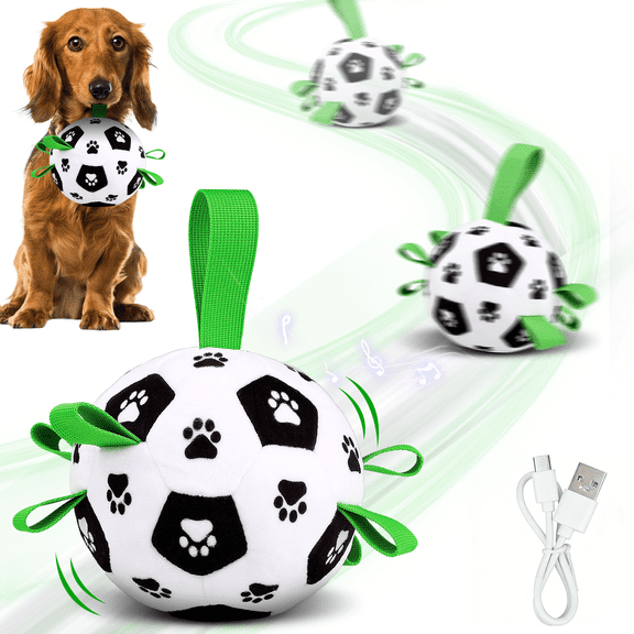 QDAN Interactive Dog Ball, Smart Moving & Bouncing Plush Dog Toy with Sound, USB Rechargeable Dog Enrichment Toys, Dog Toys for Small Dogs, Puppy Toy & Birthday Gift for Small and Medium Dogs