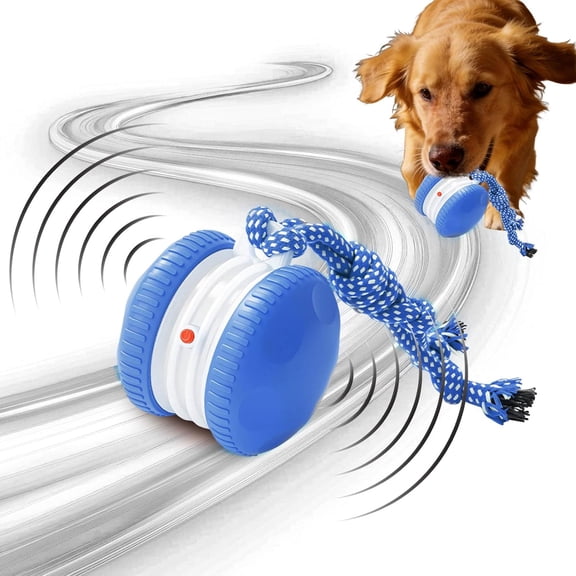 Interactive Dog Ball, Random Path Electric Automatic Moving and Rolling Dogs Toy with Rope for All Dogs, Motion-Activated Dog Stimulation Toy for Boredom Relief (Blue)