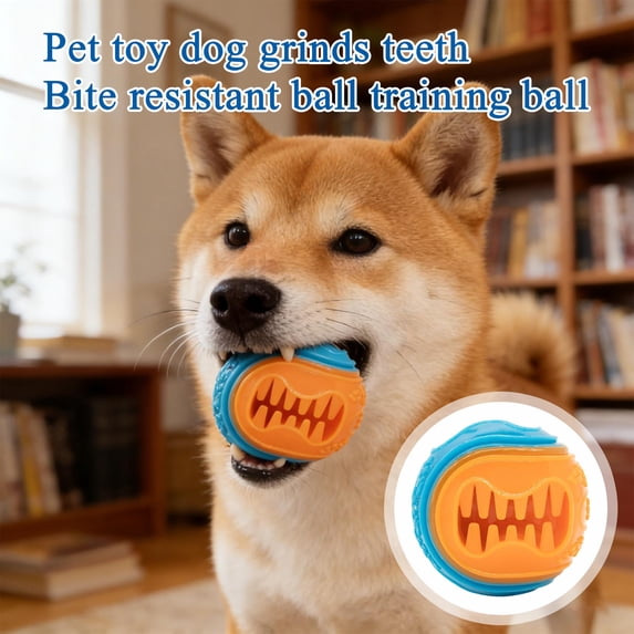 Interactive Dog Ball for Aggressive Chewers 2.5 Inch Orange Rubber Treat Dispensing Toys Dog Teeth Dental Care Chew Proof Toys for Home