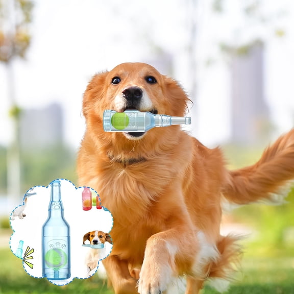 Interactive Dog Bottle Toys with Tennis Ball Inside - 2025 New Squeaky Dogs Toys for Pool Games, Soft Rubber Chew Safe for Teething & All Dog Sizes, Irregular Roll Fetch Toy