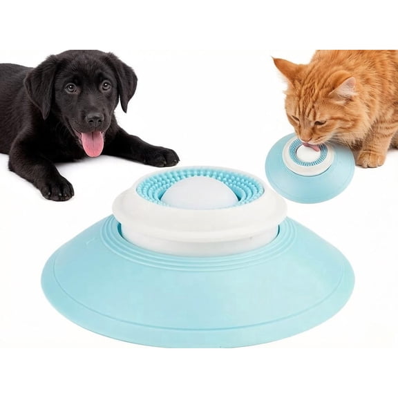 Interactive Dog & Cat Lick Mat Sphere, Anti-Slip Slow Feeder Treat Dispenser for Anxiety Relief & Liquid Food Fun, Enrichment Toy for All Pets (white)