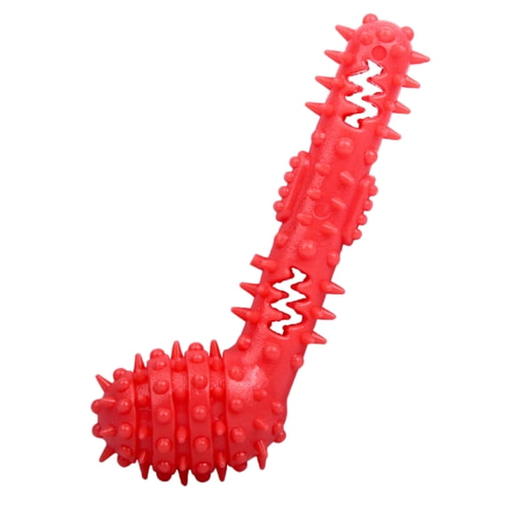 Interactive Dog Chew Toy with Squeaker, Durable TPR Bone Shape Toy for Teeth Cleaning, Training & Aggressive Chewers(Red,One Size)
