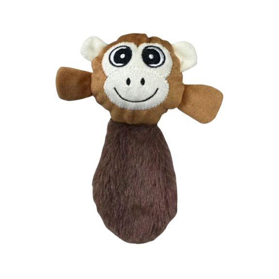 Interactive Dog Plush, Self-Entertaining Squeaky Chew Toy for Puppies and Dogs, Realistic Monkey Design with Sound, Durable Teething Toy for Aggressive Chewers, Indoor Play and Training, 1 Pack Brown