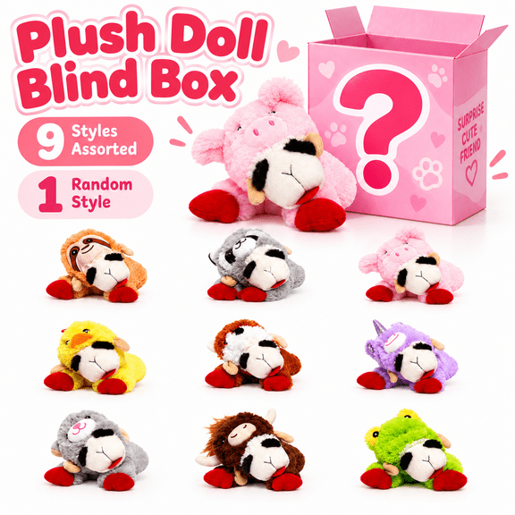 Interactive Dog Plush Toy Blind Box 1 Random Style from 9 Assorted Animal Designs Soft Puppy Play Chew Toy
