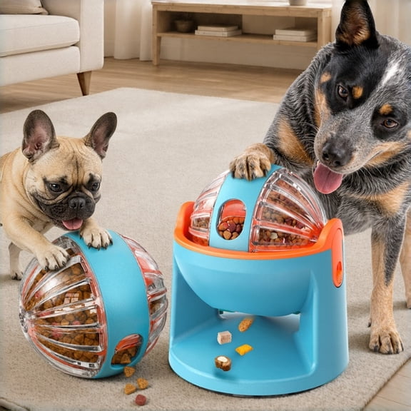 Interactive Dog Puzzle Feeder Toy, 2-in-1 Adjustable Treat Dispensing Ball with Suction Cup Base, Slow Feeder for Fast Eaters, Food Release Control for All Size Dogs