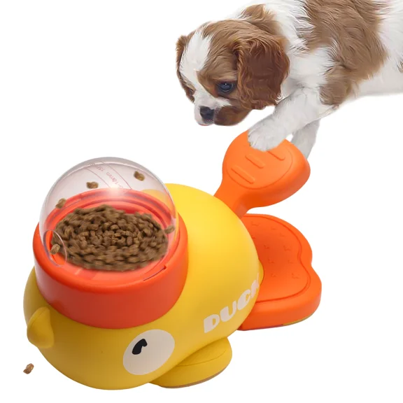 Interactive Dog Puzzle Feeder Toy, Duck Shape Treat Dispenser Slow Feeder For Mental Stimulation, Training Enrichment Toy For Small Medium Large Dogs,Yellow