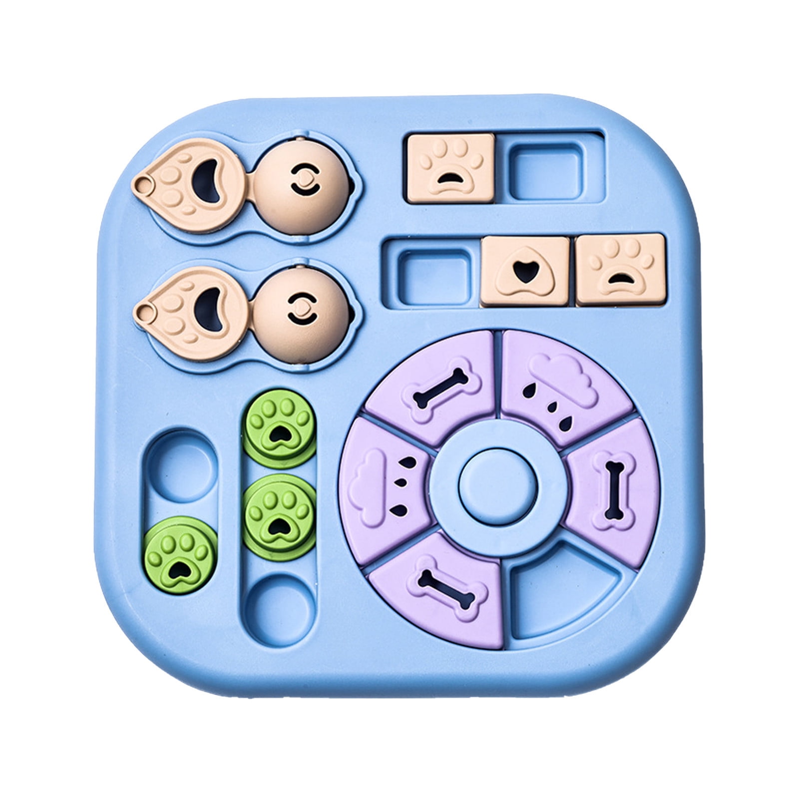 Interactive Dog Puzzle Feeder Toy, Slow Feeder Mat with Spinning Wheel for Mental Enrichment - Treat Dispensing Puzzle Game for Dogs Cats to Prevent Boredom & Anxiety (Light Blue)