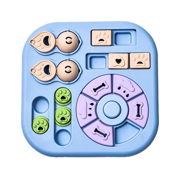 Interactive Dog Puzzle Feeder Toy, Slow Feeder Mat with Spinning Wheel for Mental Enrichment - Treat Dispensing Puzzle Game for Dogs Cats to Prevent Boredom & Anxiety (Light Blue)