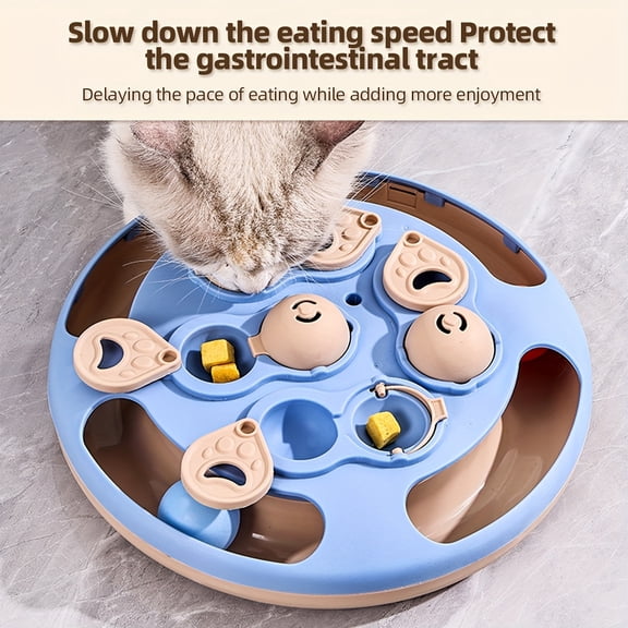 Interactive Dog Puzzle Toy Slow Feeder Bowl, Anti-Choke Food Dispensing Pet Bowl, Non-Slip Treat Hunting Feeding Dish for Dogs Cats