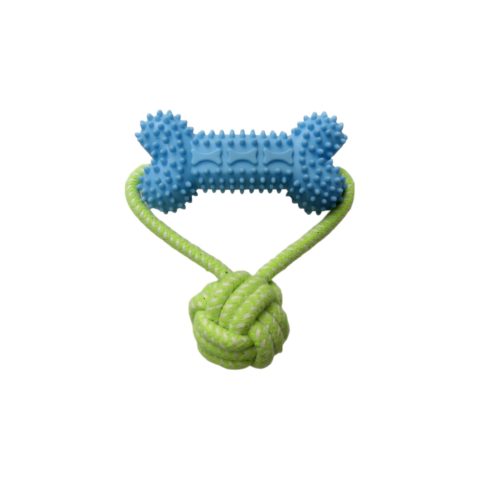 Loop Rope Toy With Bone Interactive Dog Rope Toy with Textured Rubber Bone, Blue and Green, for ...