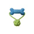 Loop Rope Toy With Bone Interactive Dog Rope Toy with Textured Rubber Bone, Blue and Green, for ...