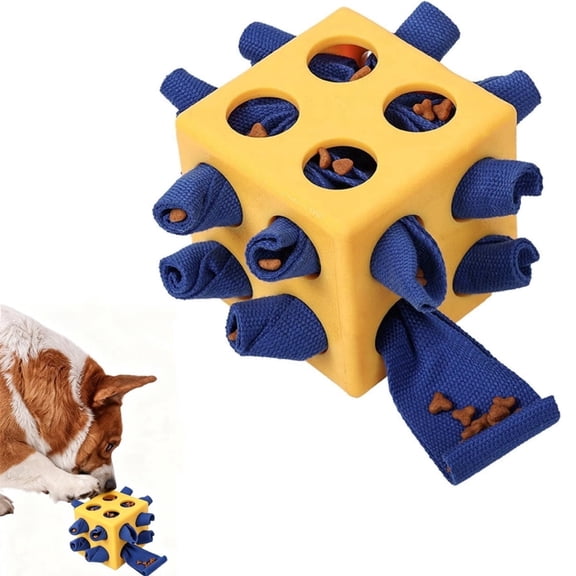 Interactive Dog Snuffle Cube Toy, Durable Foraging Enrichment Toy with Hidden Food Design, Slow Feeder Training Puzzle Toy for Mind Stimulation and Stress Relief