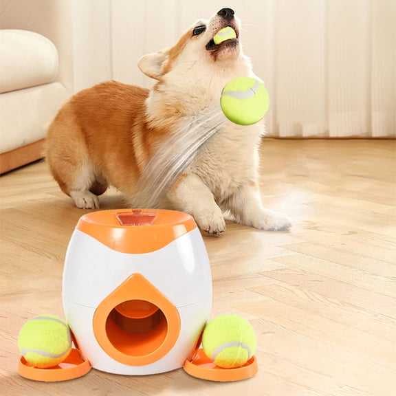 Interactive Dog Tennis Ball Launcher Treat Dispenser Automatic Reward Feeder for Pet Training and Play