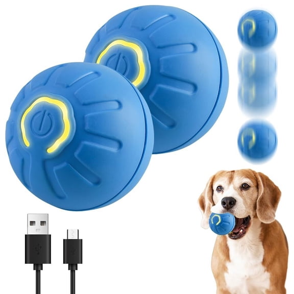 Interactive Dog Toy - Automatic Rolling Ball With LED Flash, Motion Activated, USB Rechargeable (Orange)