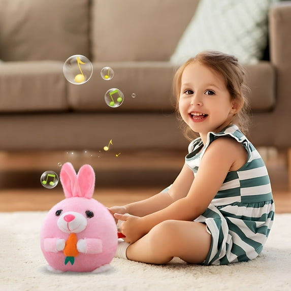 Interactive Dog Toy Ball with Automatic Sound & Motion, Crinkle Paper & Music, Washable Pet Toy for Indoor Outdoor Play, Mental Stimulation & Training, Bouncing Squeaky Toy for Dogs