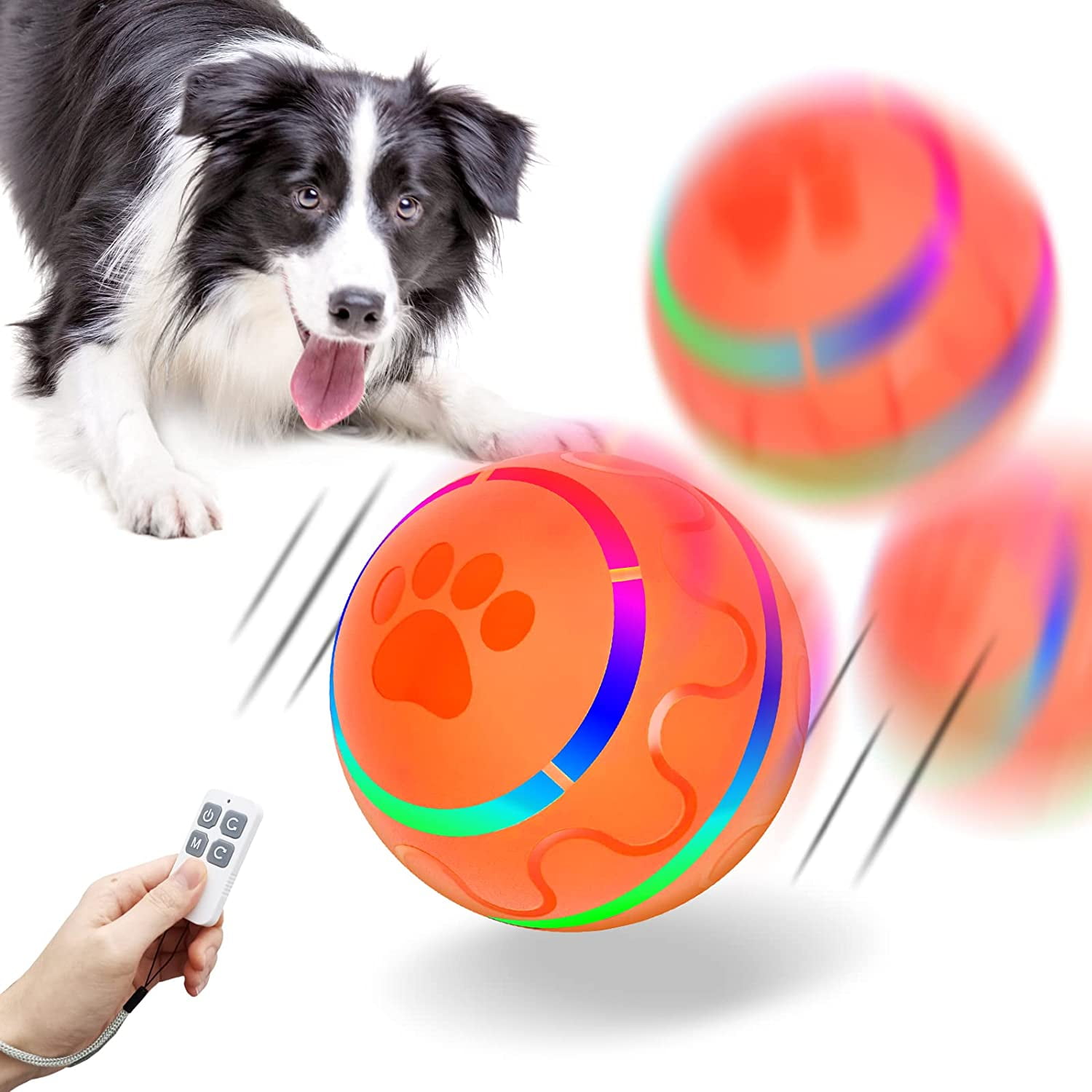 Wicked Ball Interactive Dog Toy with Remote Control, LED Lights, USB ...