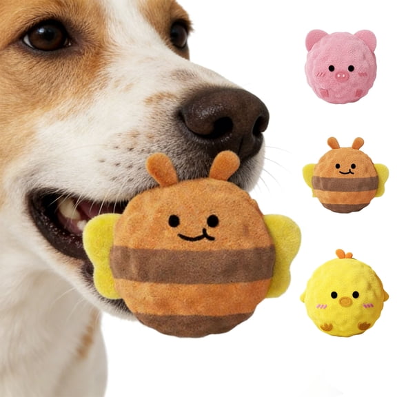 Interactive Dog Toy Ball, Safe Soft & Squeaky Core Plush Toy for Small Large Dogs,Move Bounce Ball for Pets Keep Busy,Play, No Loud Music (Yellow)