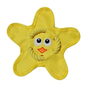 Interactive Dog Toy, Throw & Retrieve Star Dog Toy With Crinkle Oxford Cloth & Squeaker, Durable Chewable Teething Pet Toy For Aggressive Chewers, Yellow, 8.7X8.7 Inch