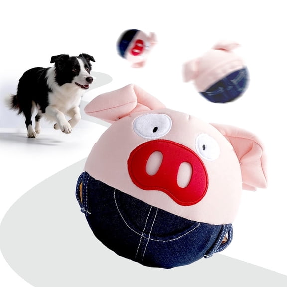 Interactive Dog Toy, USB Rechargeable Automatic Jumping Pig Plush with Tug Legs, Squeaky Motion Ball for Small Medium Dogs Mental Enrichment Boredom Relief,Nocciola