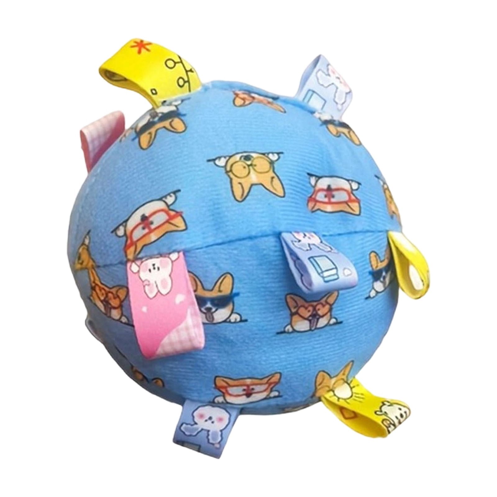 Interactive Dog Toy with Crinkle Paper and Ribbon Tags, Blue Corgi ...