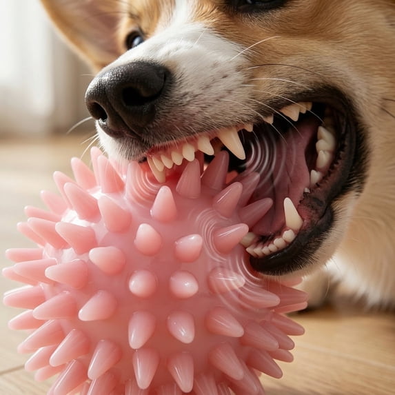 Interactive Dog Toys 2 Inch Spiky Rubber Chew Ball Interactive Cat Toys for Dog Dental Care Oral Relief Pink 1 Pack