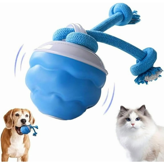 Interactive Dog Toys, 2026 Upgrade Automatic Rolling Ball with Squeaky Sounds & Rope, Smart Electric Chase Toy for Small Medium Dogs and Puppies