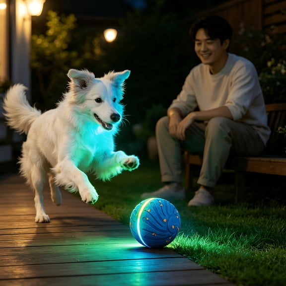 Smart Interactive Dog Balls, Automatic Moving Ball for Medium and Large Dogs, ETPU New Material, Motion Activated Rolling & Rotating Bouncy Toy for Dog Enrichment & Stimulation, Blue