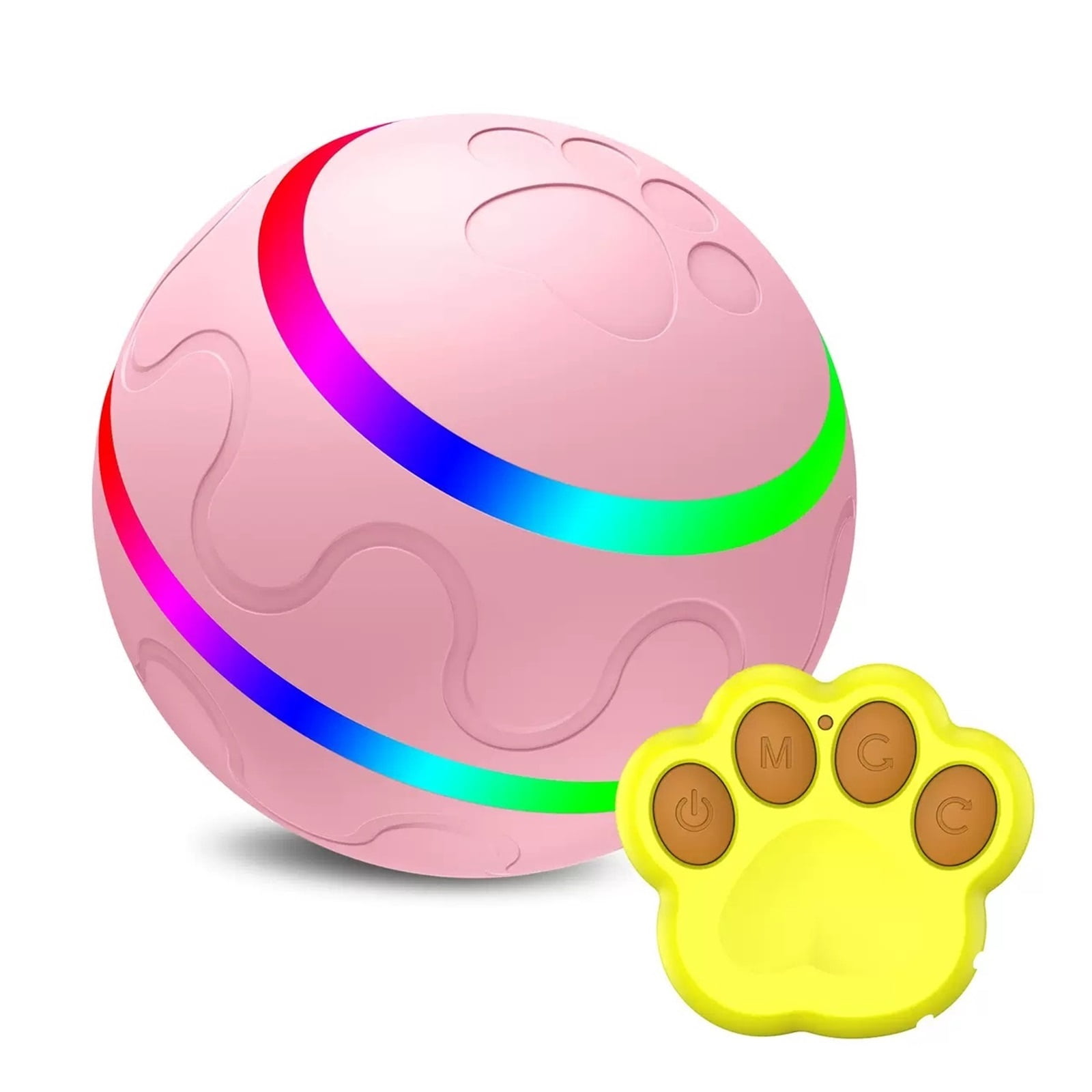 Interactive Dog Toys Ball for Small & Medium Dogs, Durable Chew Toy for Aggressive Chewers, Automatic Rolling Dog Balls with Silicone Cover